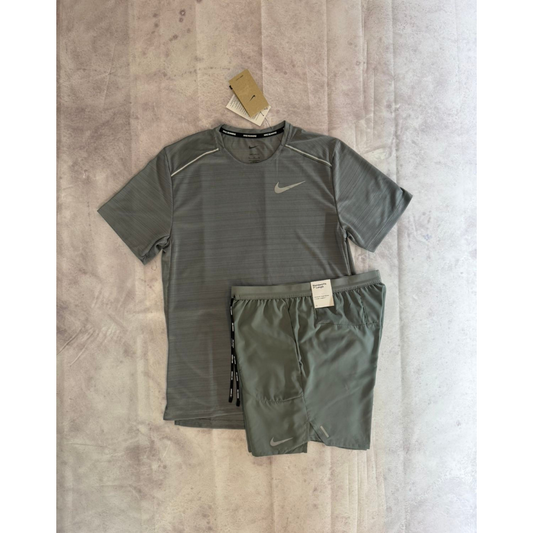 Nike - Stone Grey Miler 1.0 Short Set